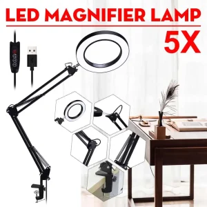 5x Usb Led Vergrootglas Flexibel Bureau Groot 33Cm En 33Cm Beugel Opvouwbaar Vergrootglas Voor Munten Stempels Sieraden