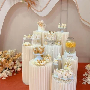Papieren opvouwbare cilinder displaystandaard voor bruiloft verjaardag feestdecor desserttafel taartstandaard babyshower Ramadan decoratie