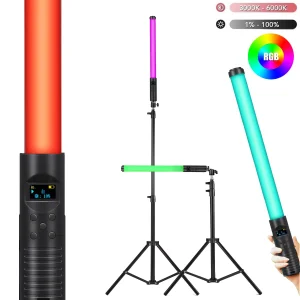 50 cm 20 "RGB Handheld LED Video Light Wand Stick Fotografielicht met ingebouwde oplaadbare batterij 79" Statief Afstandsbediening