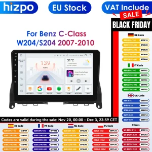 8Gb 128Gb Auto Autoradio Android Multimedia Scherm Voor Mercedes Benz C-Klasse W204 S204 2007 2008 2009 2010 Gps Navigatie Stereo