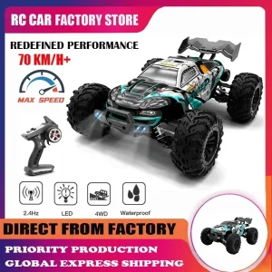 1:16 70 Km/h 4wd Rc Auto Met Led Verlichting 2.4G Radio Hoge Snelheid Borstelloze Motor Afstandsbediening Off-Road Auto 'S Voor Kinderen Speelgoed
