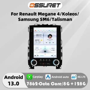 9.7 "Android 13 Auto Autoradio Voor Renault Koleos Megane 4 Samsung Sm6 Talisman 2017-2019 Multimediaspeler 4G Carplay 7862 Audio