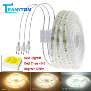 AC220V LED-strip 4040 Hoge helderheid 120 LEDs / m Buiten Binnen Decoratieve verlichting Wit / Warm wit / Neutraal wit LED-strips