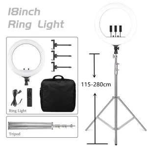 Ring Licht Fotografie 18 Inch Led Grote Selfie Video Afstandsbediening Statief Telefoon Clip Youtube Live Verlichting Fotostudio