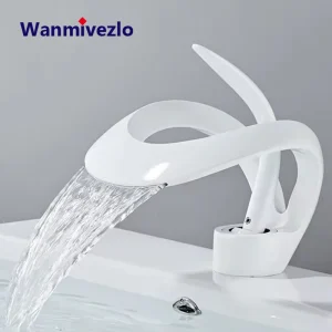 Waterval Creatieve Badkamer Wastafel Kraan Kraan Kraan Dek Gemonteerd Warm Koud Water Mixer Kraan Messing Lichaam Enkel Gat Kranen Mixers