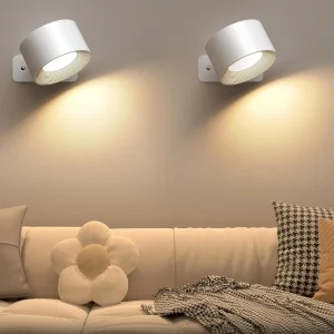 2 stuks magnetische wandlamp, LED-wandkandelaar, wandgemonteerde lamp, met oplaadbare batterij, USB-poort, draadloze wandlamp