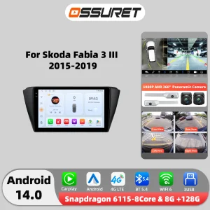 4G Android Auto autoradio GPS Stereo voor Skoda Fabia 3 III 2015-2019 Multimedia speler 2DIN DSP Carplay 7862 Octa Core Head Unit