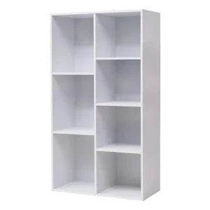 4-Tier Houten Boekenkast Wit Rek Boek Display Planken Opbergdoek Organizer Kubus Planken 7 Kubussen Voor Kantoor Woonkamer